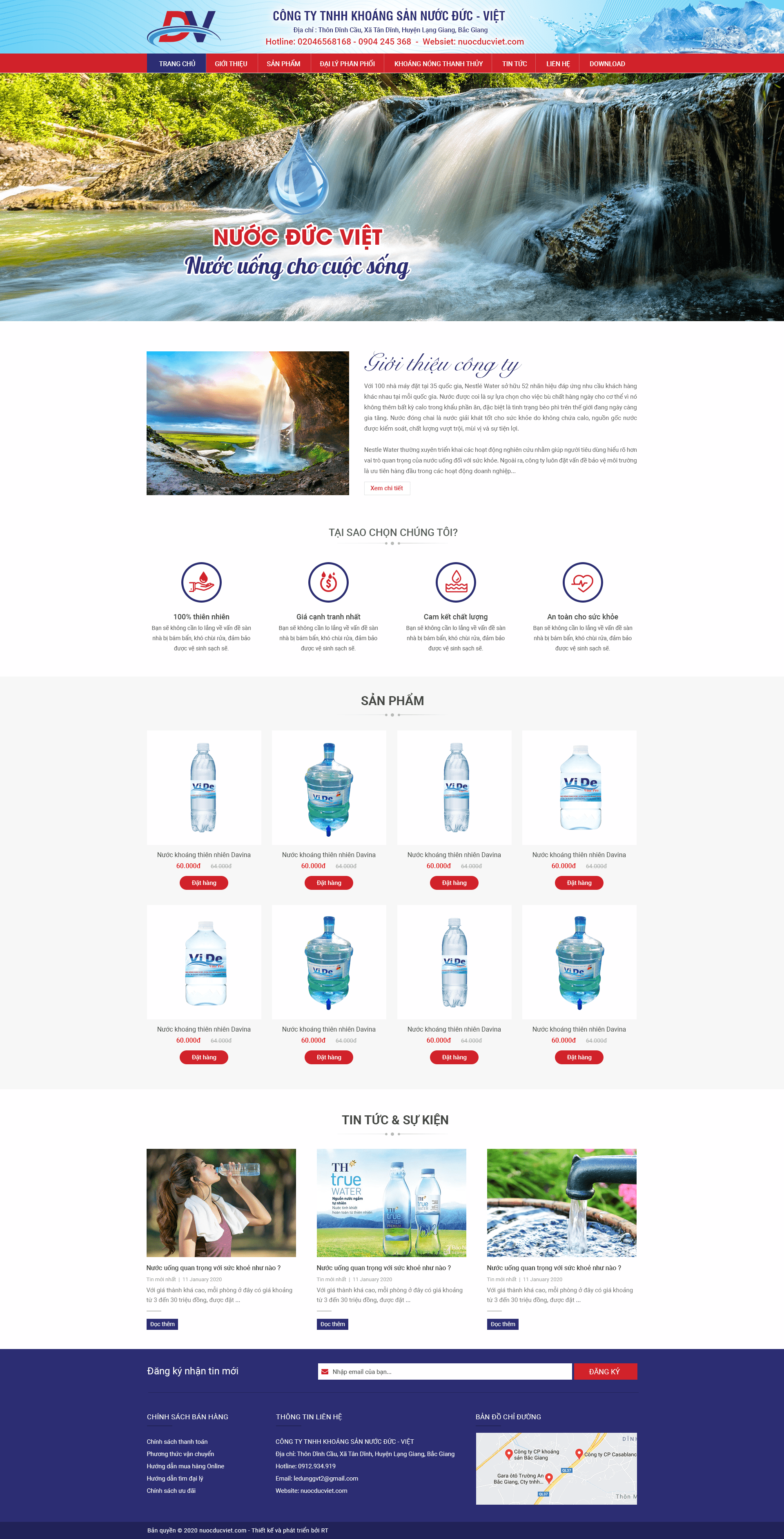 Web bán hàng nước khoáng RT