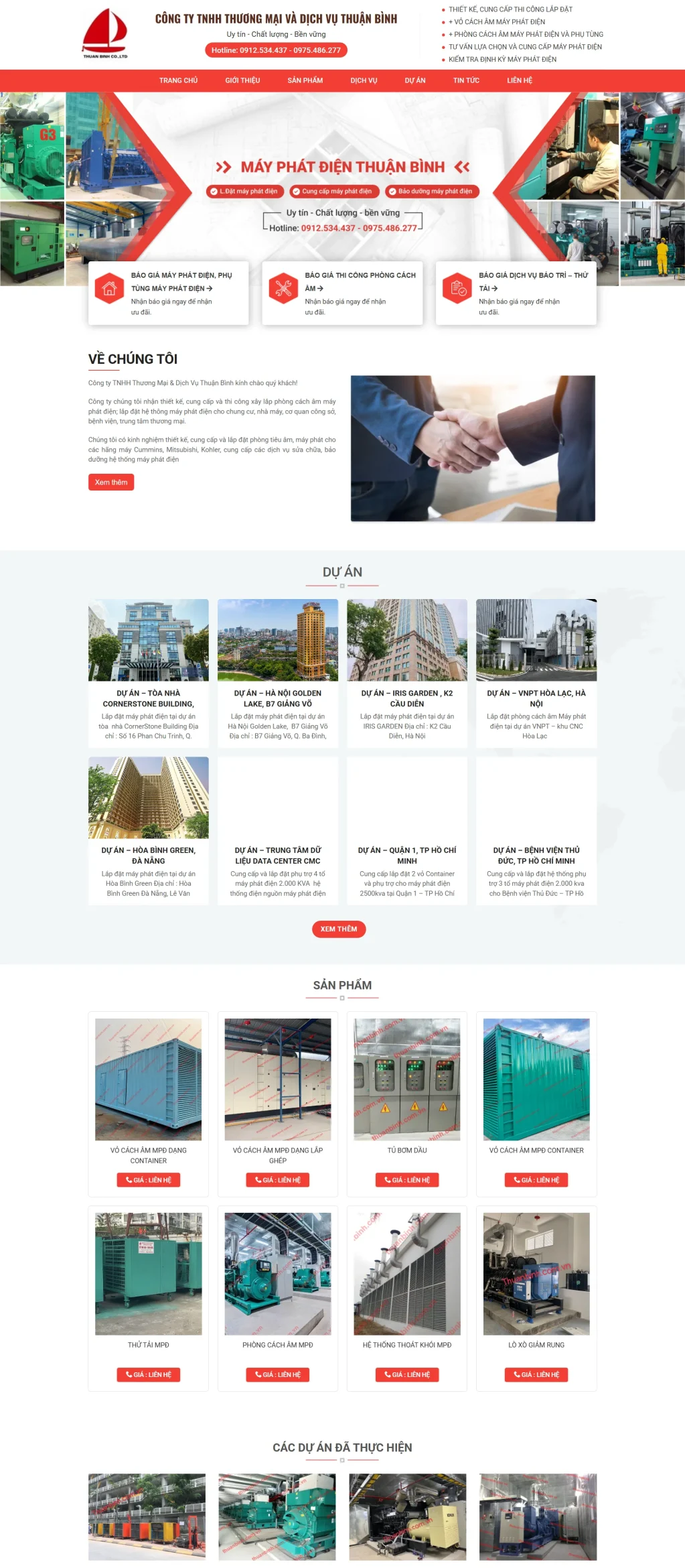 Web máy phát điện