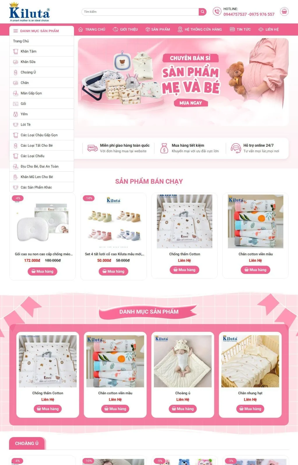 web bán hàng mẹ và bé