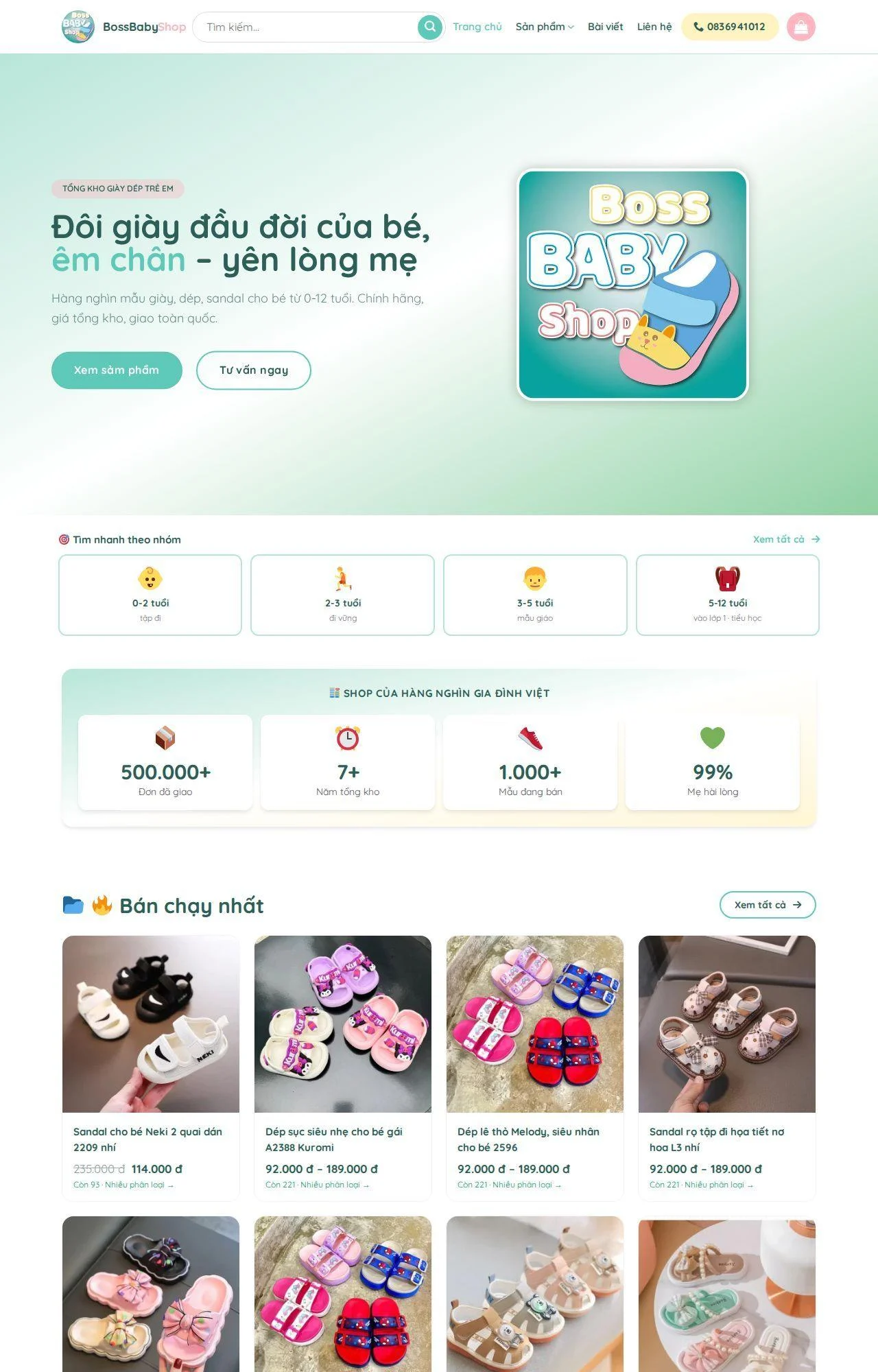 web bán hàng cho bé
