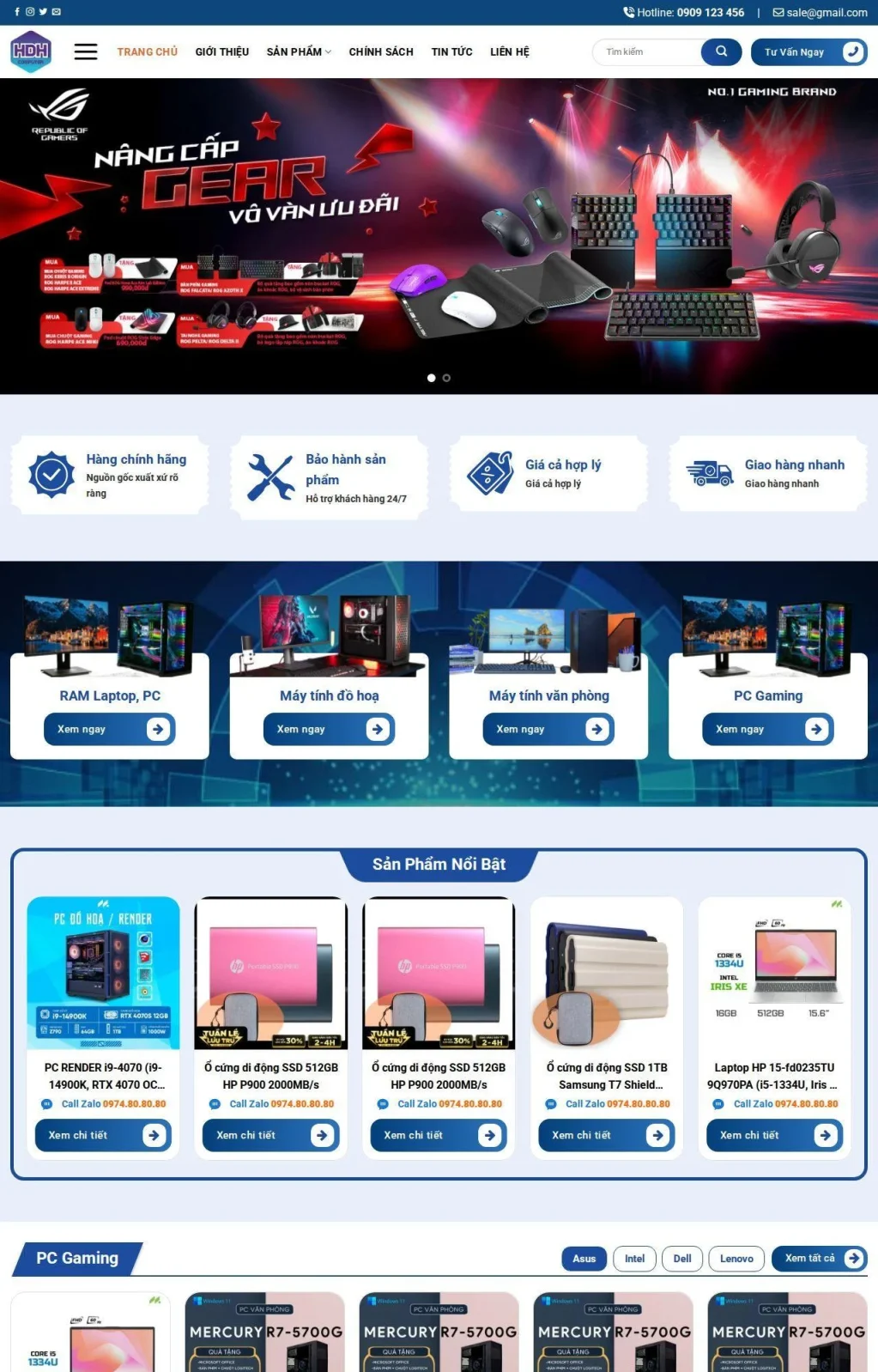 web bán máy tính