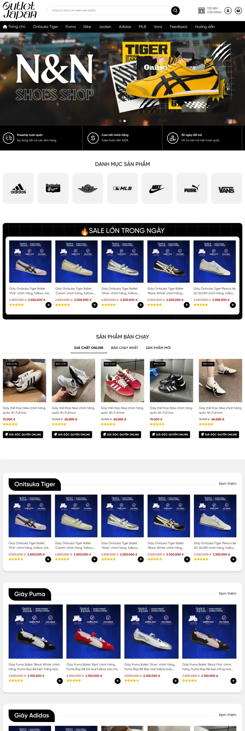 web bán giày